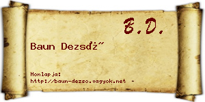 Baun Dezső névjegykártya
